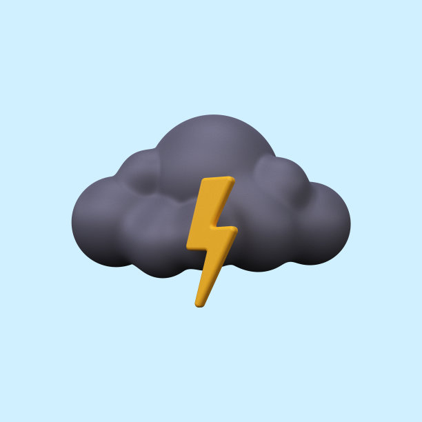 雷击-雷暴天气图标。气象的迹象。3 d渲染。图片下载