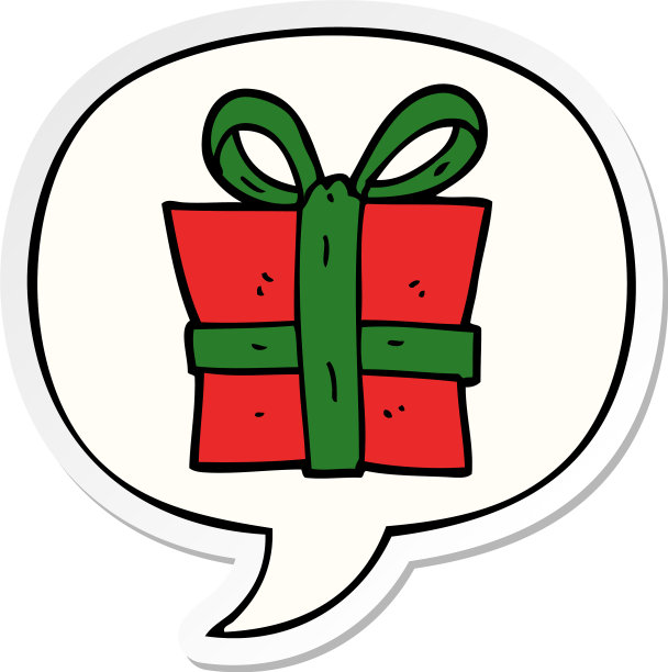 卡通礼物和语音泡泡贴纸图片下载