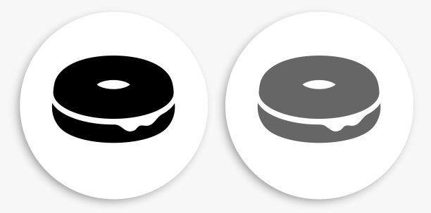 甜甜圈黑白圆形图标图片下载