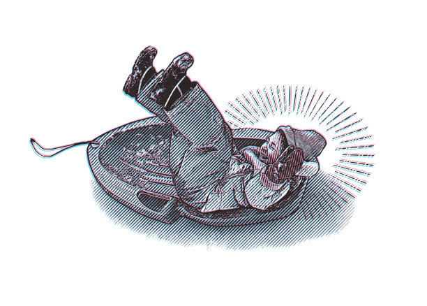 快乐的学龄前女孩雪橇和笑与故障技术图片下载