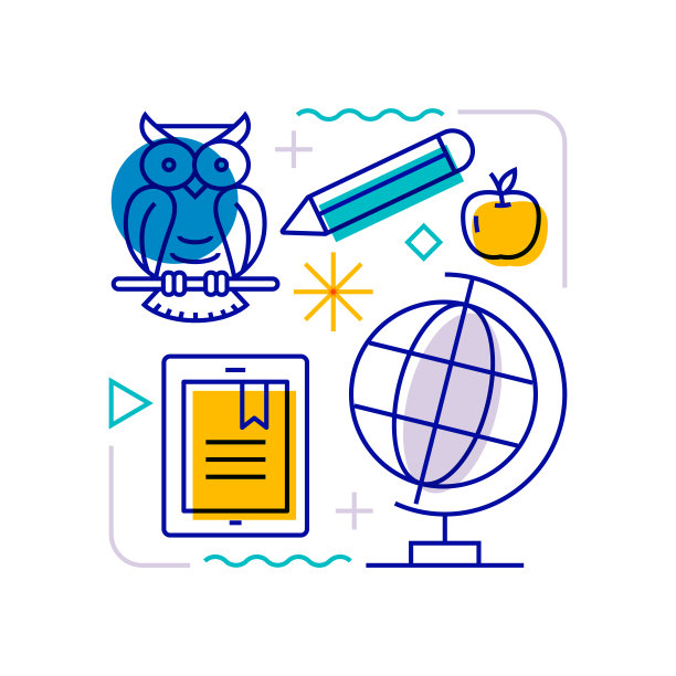 教育和学校相关的设计元素。带有轮廓图标的图案设计。色彩斑斓的矢量图图片下载