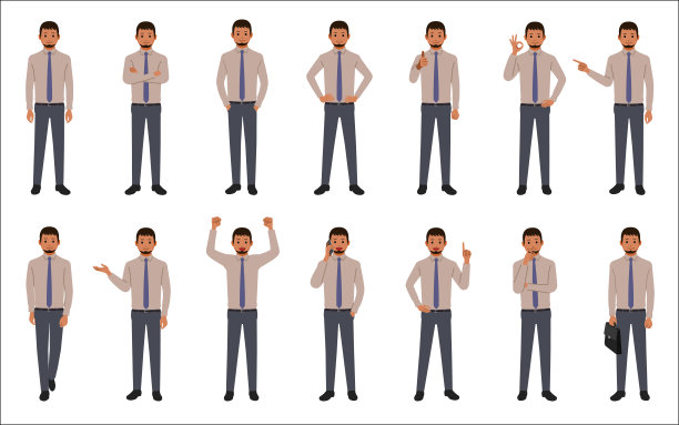 一组商人孤立的白色背景图片下载