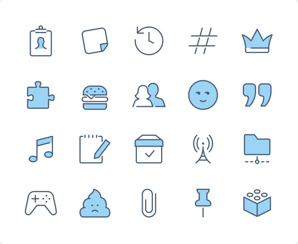 社交网络图标集。可编辑的描边重量。像素完美的二色图标。图片下载