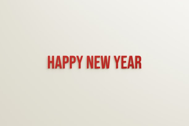3d文字新年快乐，红色白色背景。独立日的概念。三维文字插图渲染图片下载