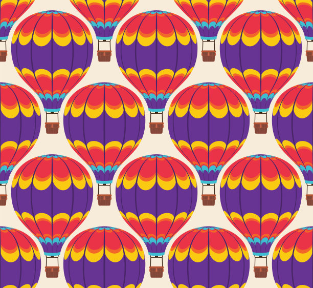 热气球彩色无缝图案背景插图图片下载