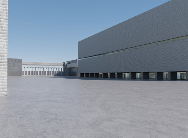 清洁地面广场和建筑立面图片下载