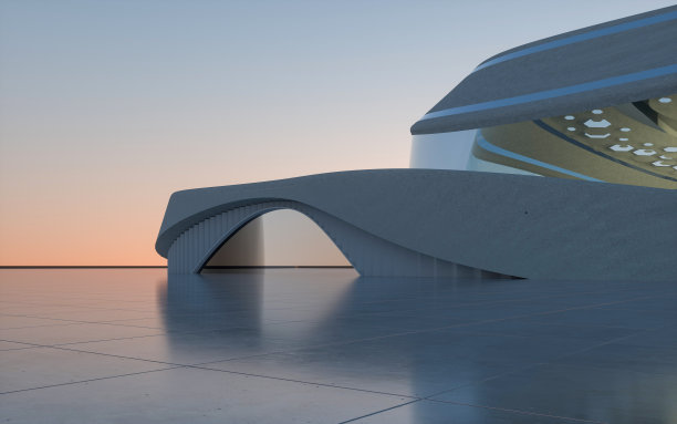 空旷的广场前的现代建筑图片下载