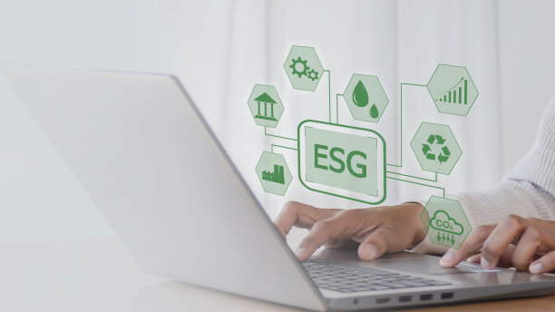 ESG，环境、社会和治理可持续商业产业，绿色背景下的全球变暖减排概念图片下载