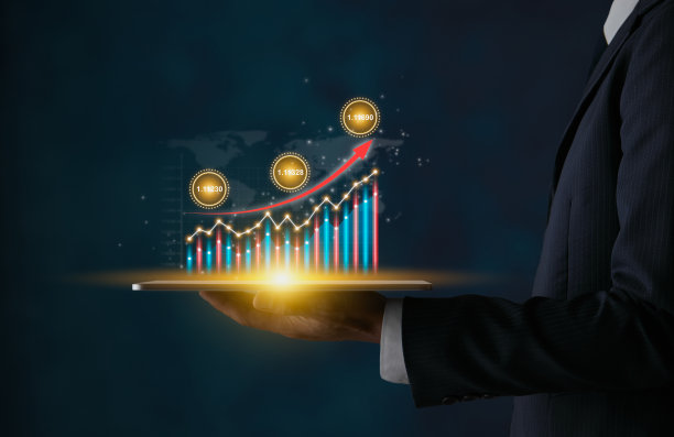 彩色股票市场条形图或图表趋势和暗色调数值图片下载