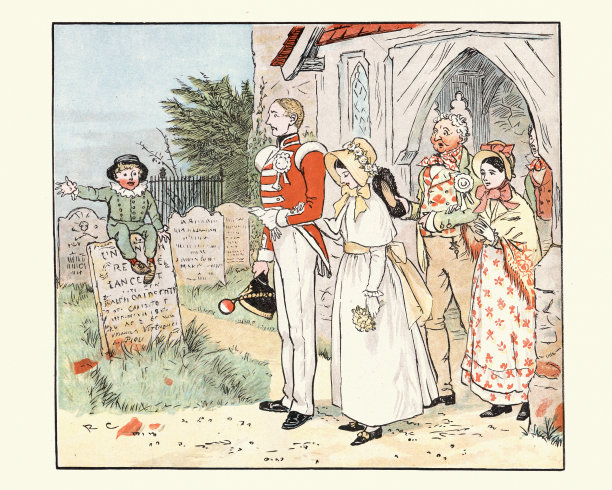 新娘和新郎离开维多利亚教堂的婚礼图片下载