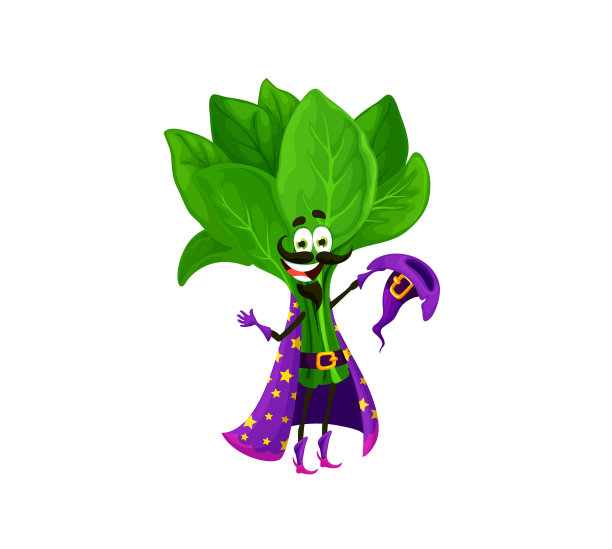 卡通万圣节菠菜巫师蔬菜角色图片下载