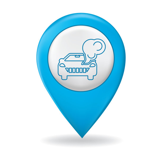 在地图指针针上的细线图标-汽车保险图片下载