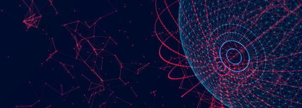 数字技术背景。抽象球体与元素连接点和线。网络连接3d宽屏图片下载
