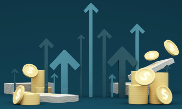 业务增长箭头向上数字蓝色暗背景。投资图技术电路走向成功。金融数据技术战略。市场图表盈利货币和数字货币。三维渲染图片下载