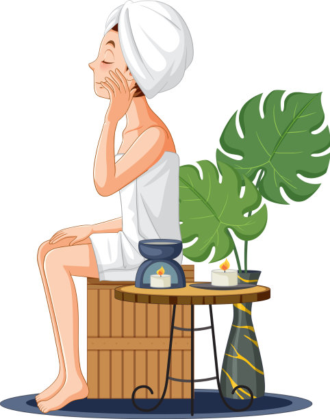毛巾水疗主题的女人图片下载