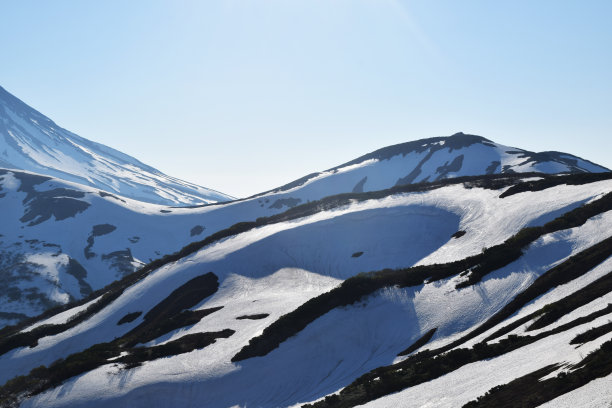 堪察加半岛的雪火山和雪山图片下载