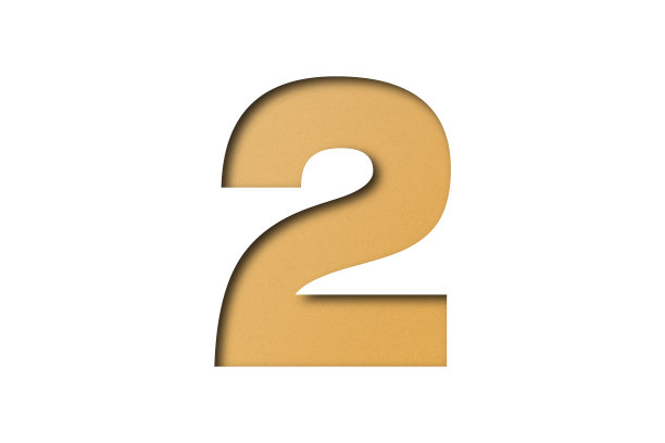 2号橙纸字体风格孤立在白色背景。图片下载