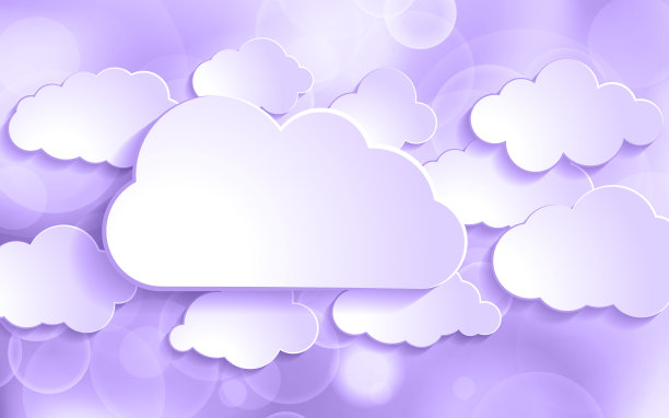 紫外光亮散景背景与一组纸云。图片下载