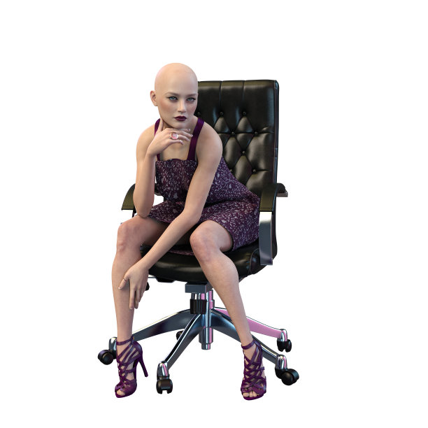 3D女人在栗色及膝鸡尾酒礼服与绑带高跟鞋，3D渲染，3D插图图片下载