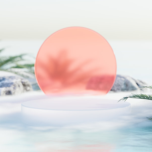 热带夏日场景，产品展示平台。3 d渲染。图片下载