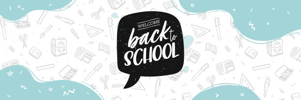 涂鸦教育概念，学校背景，手绘学习用品和返校刻字图片下载