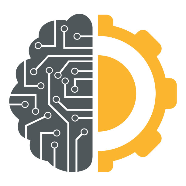 大脑和齿轮齿轮标志设计。图片下载