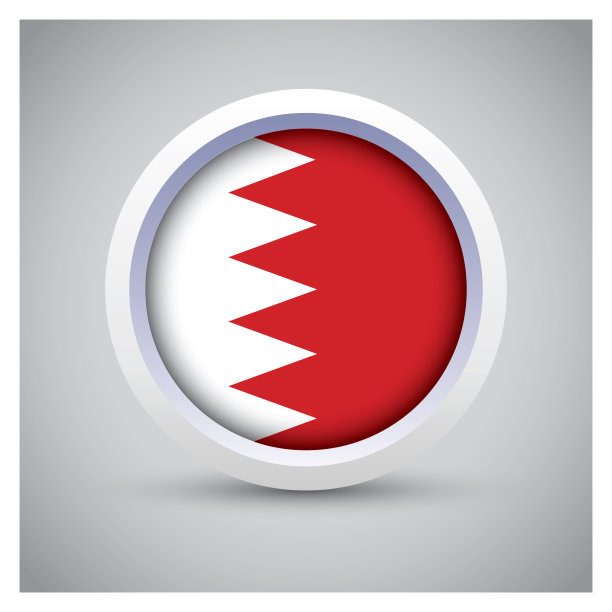带有旗帜图标的白色按钮上的巴林旗帜，标准颜色图片下载