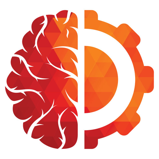 大脑和齿轮齿轮标志设计。图片下载