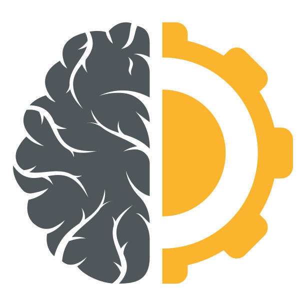 大脑和齿轮齿轮标志设计。图片下载