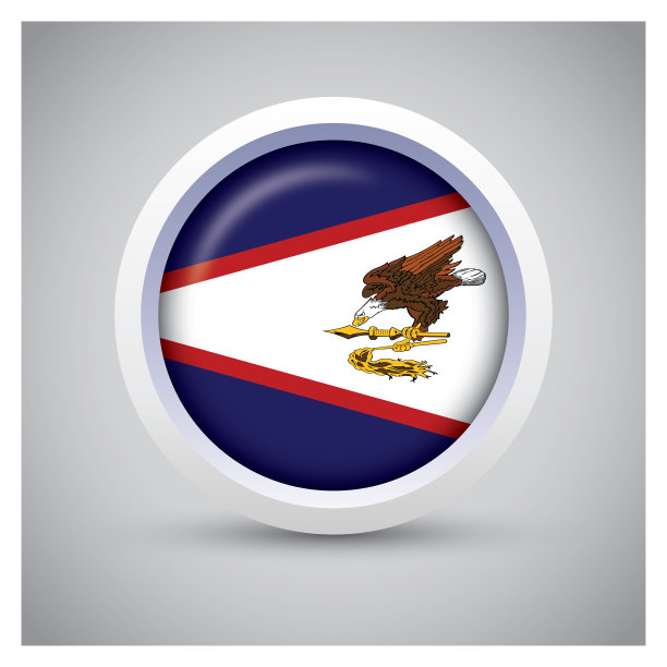 带有旗帜图标的标准颜色白色按钮上的美属萨摩亚旗帜图片下载