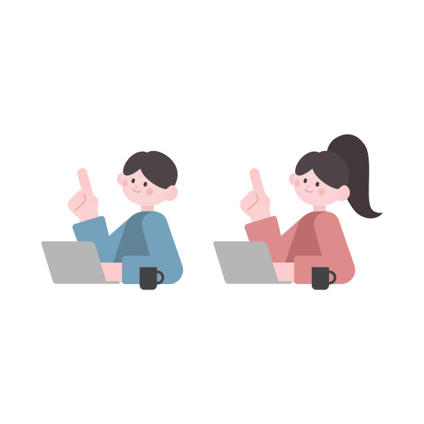 一个男人和一个女人在笔记本电脑上工作图片下载