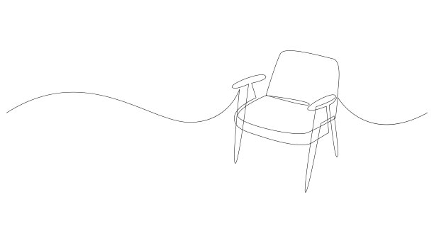 斯堪的纳维亚风格的椅子连续单线绘制。客厅或酒店的家具概念用单线绘制。涂鸦矢量插图。图片下载