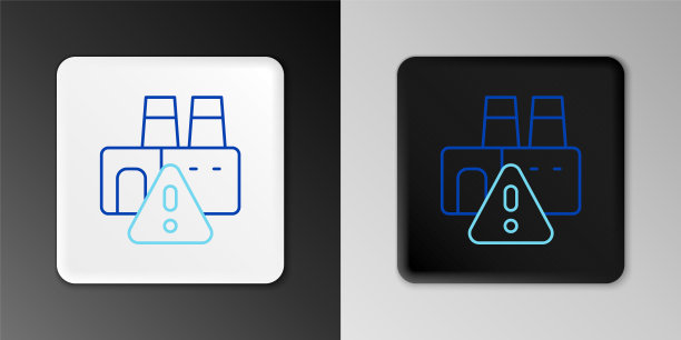 生产线关闭的工厂图标孤立的灰色背景。工业建筑。色彩缤纷的轮廓概念。向量图片下载