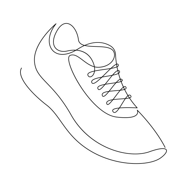 鞋单连续划线。运动鞋画在一条线的艺术风格。白色背景上孤立的运动鞋。极简的手绘矢量插图。图片下载