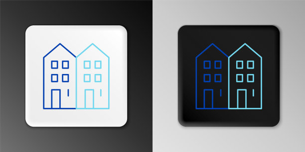 Line House图标孤立在灰色背景上。家的象征。色彩缤纷的轮廓概念。向量图片下载