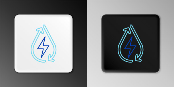 线水能源图标隔离在灰色背景。生态概念与水滴。替代能源概念。色彩缤纷的轮廓概念。向量图片下载