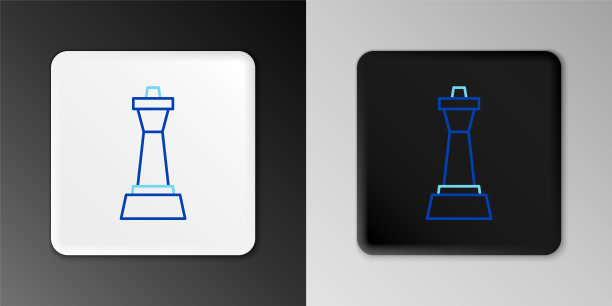 线象棋图标孤立的灰色背景。商业策略。游戏、管理、金融。色彩缤纷的轮廓概念。向量图片下载