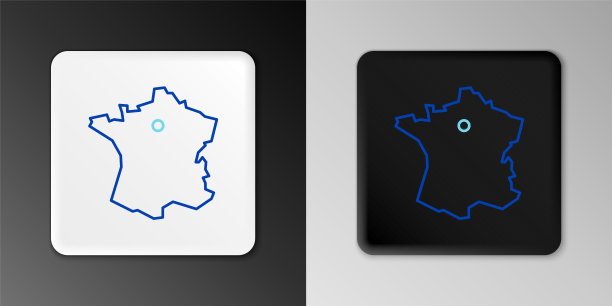 线地图的法国图标孤立的灰色背景。色彩缤纷的轮廓概念。向量图片下载