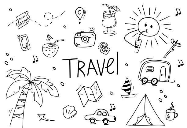 旅行涂鸦套装图片下载