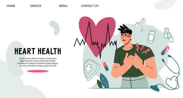 心脏病和心脏病网站横幅模板，平面矢量插图。图片下载