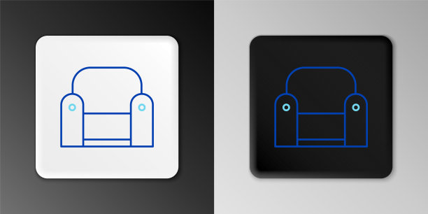 线扶手椅图标孤立的灰色背景。色彩缤纷的轮廓概念。向量图片下载