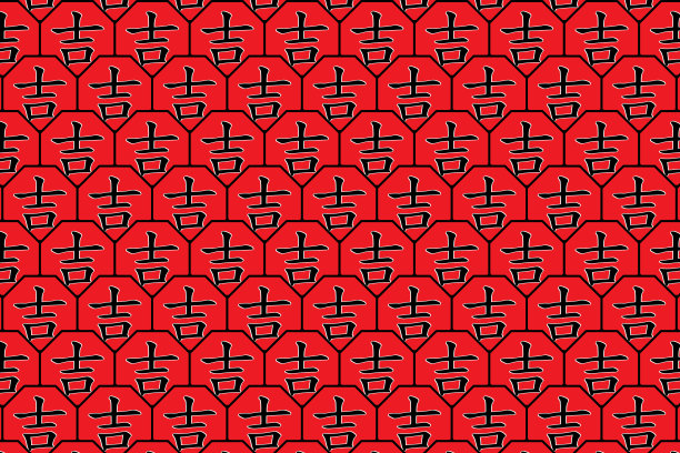 插图幸运的汉字图案背景以红色为主色调。图片下载