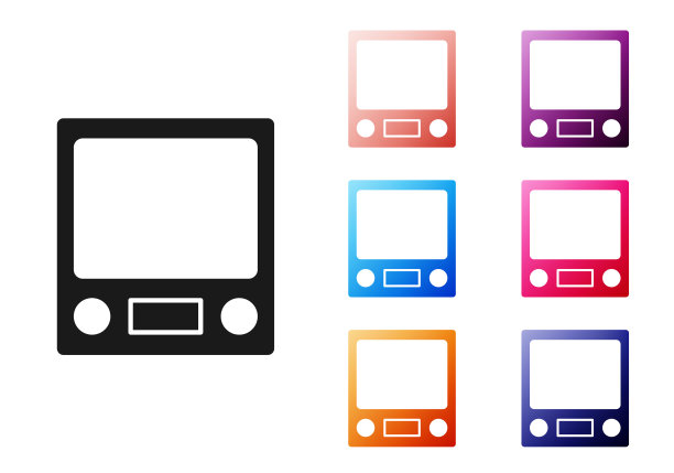 黑色电子天平图标孤立在白色背景。称重设备。设置图标彩色。向量图片下载