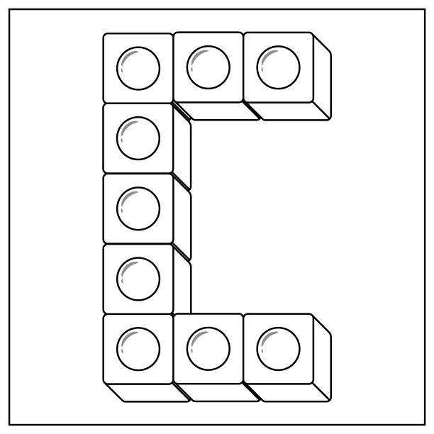 块状字母英文字母C块状素描笔触现代风格绘画图片下载