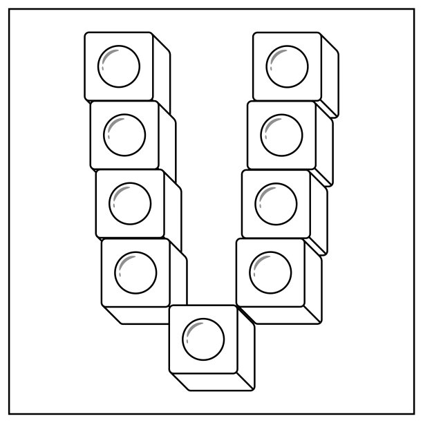 块状字母英文字母V块在素描笔触现代风格绘画图片下载