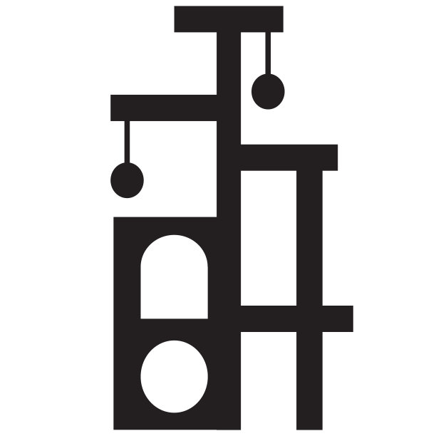 猫塔图标。猫塔玩唱歌。猫塔图标和抓挠柱符号。平的风格。图片下载