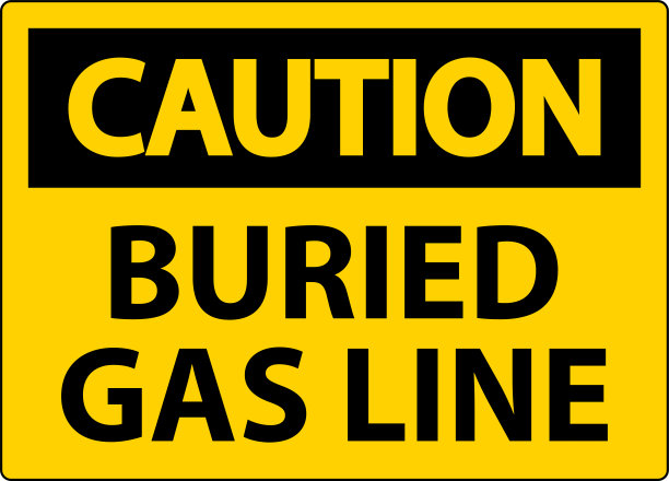 白色背景下埋有燃气管线的警告标志图片下载