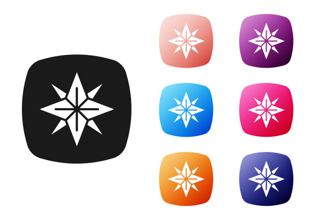 黑风玫瑰图标孤立的白色背景。旅行用的指南针图标。导航设计。设置图标彩色。向量图片下载