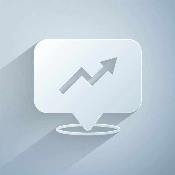 财务增长增加图标孤立在灰色背景上。增加收入。纸艺风格。向量图片下载