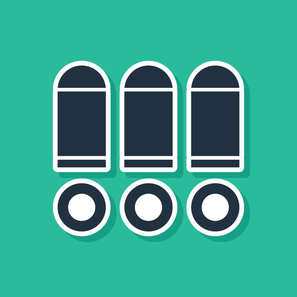 蓝色子弹图标隔离在绿色背景。向量图片下载